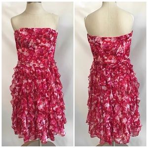White House Black Market PINK FLORAL CHIFFON DRESS